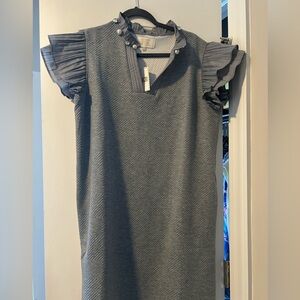 Simply Southern Gray Quilted Dress with Pearl & Rhinestone Trim